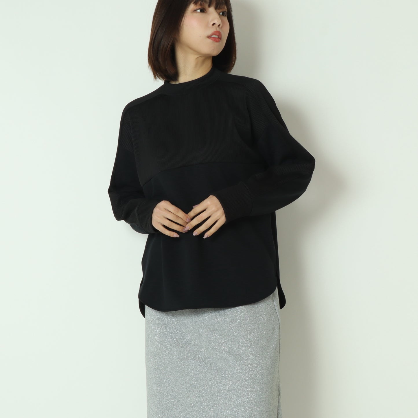 リブ切替デザインカットソー  551103