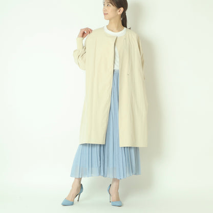 リブ袖ノーカラーコート 80267002