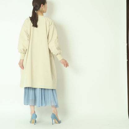 リブ袖ノーカラーコート 80267002