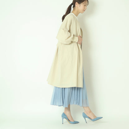 リブ袖ノーカラーコート 80267002