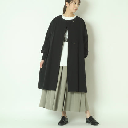 リブ袖ノーカラーコート 80267002