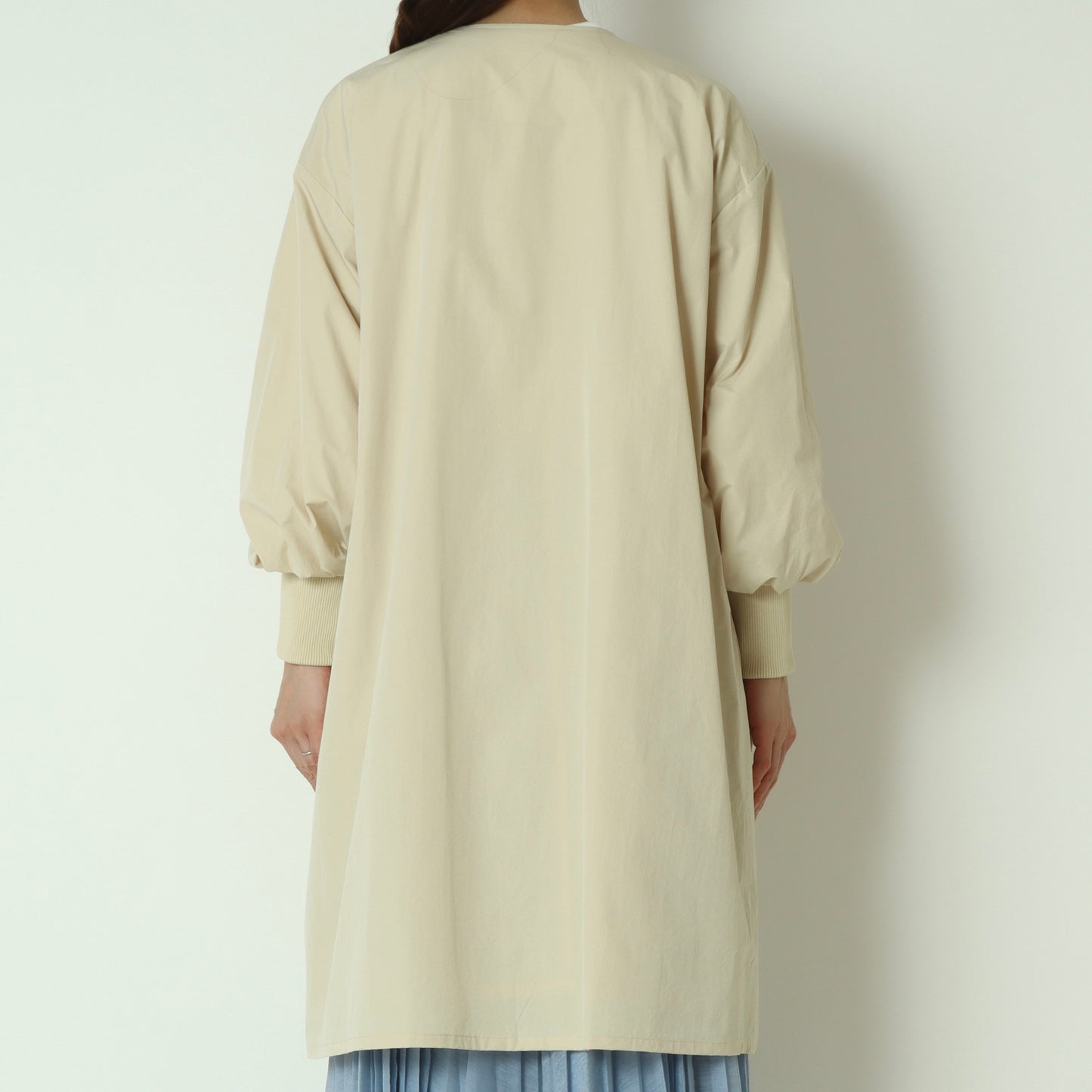 リブ袖ノーカラーコート 80267002