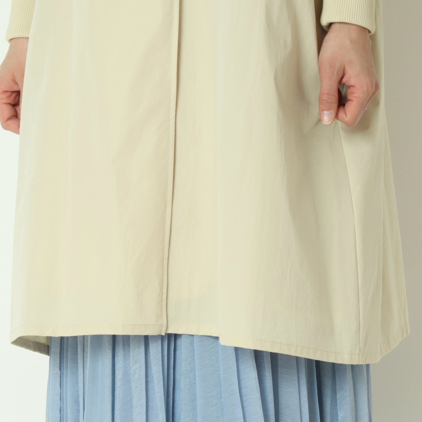 リブ袖ノーカラーコート 80267002