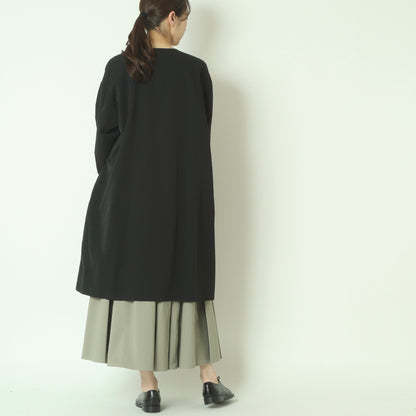 リブ袖ノーカラーコート 80267002