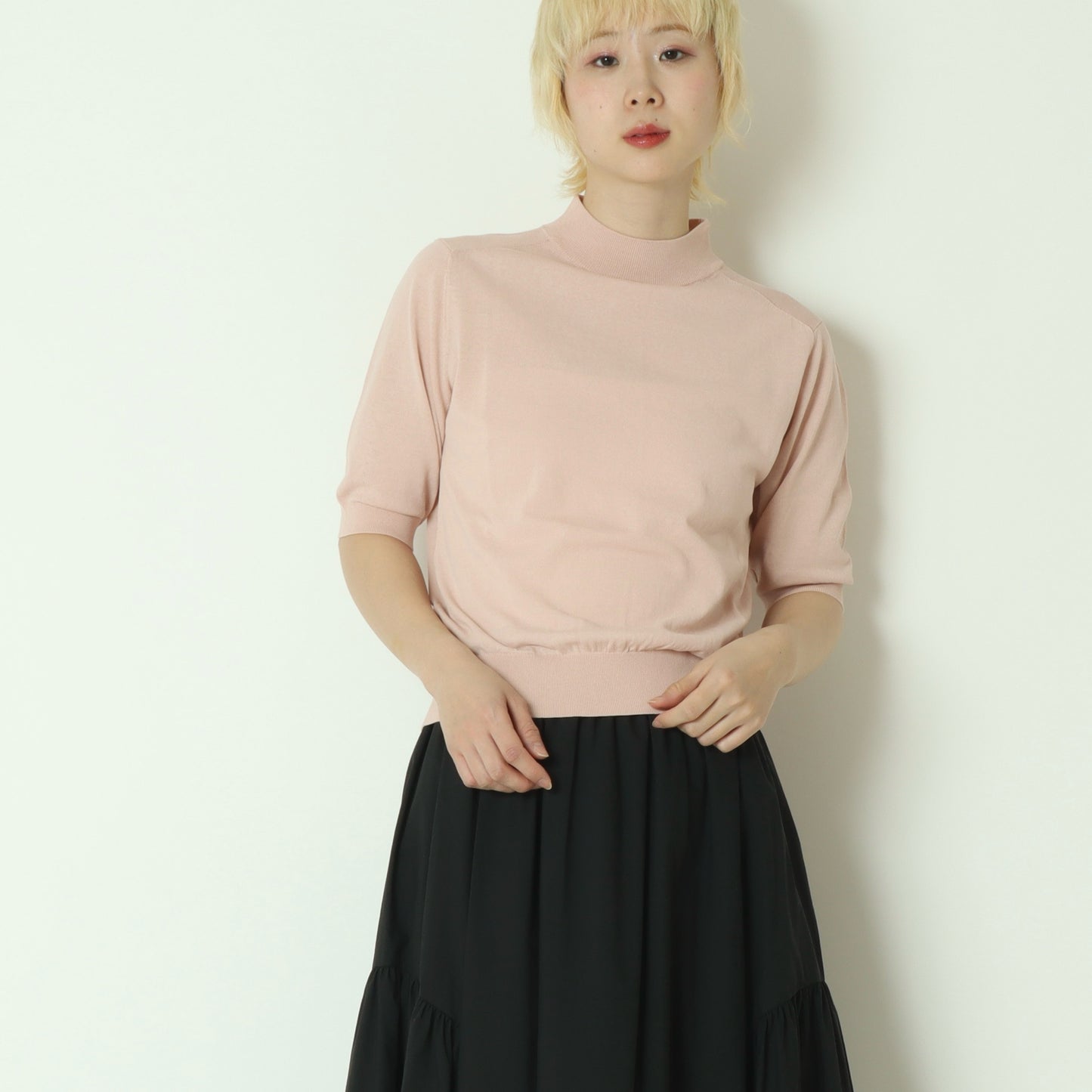 ハイネックリブニットトップス  11267308