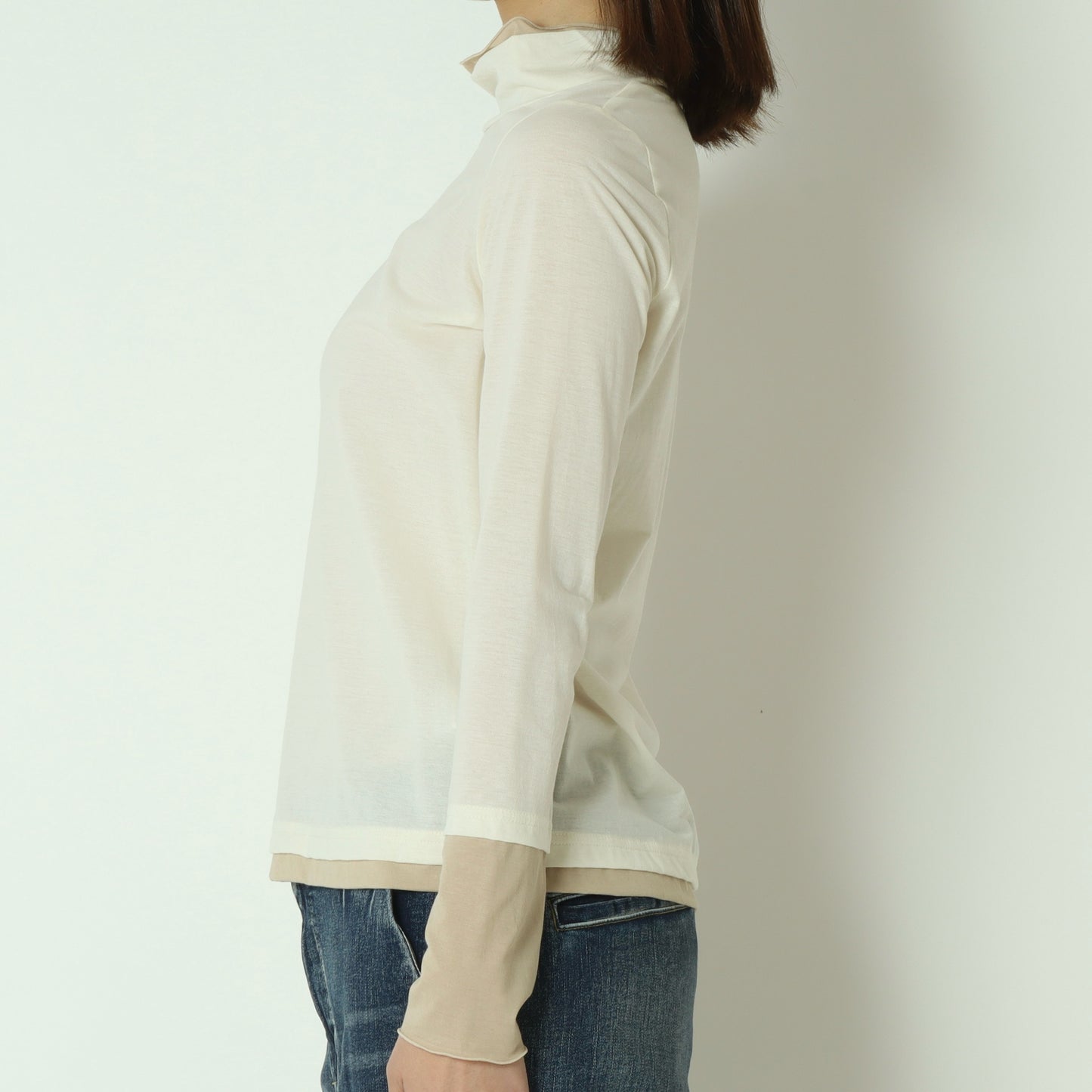 バイカラーシースルーメロウカットソー  20267644