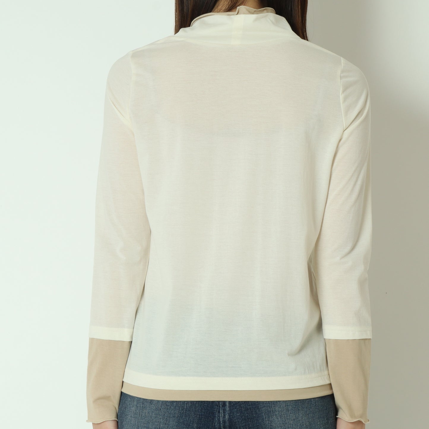 バイカラーシースルーメロウカットソー  20267644