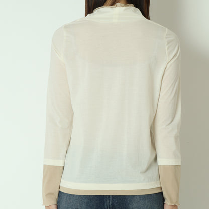 バイカラーシースルーメロウカットソー  20267644