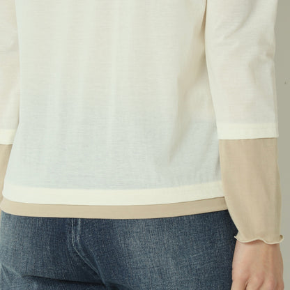 バイカラーシースルーメロウカットソー  20267644