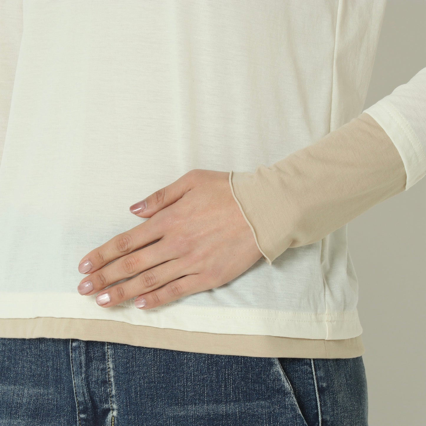 バイカラーシースルーメロウカットソー  20267644