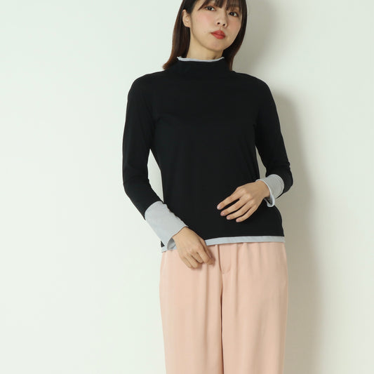 バイカラーシースルーメロウカットソー  20267644