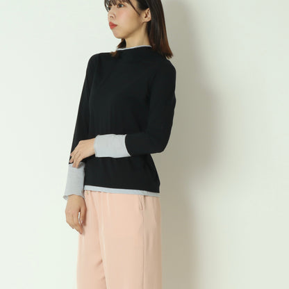 バイカラーシースルーメロウカットソー  20267644