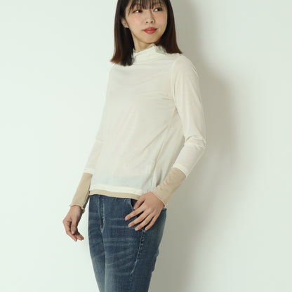 バイカラーシースルーメロウカットソー  20267644