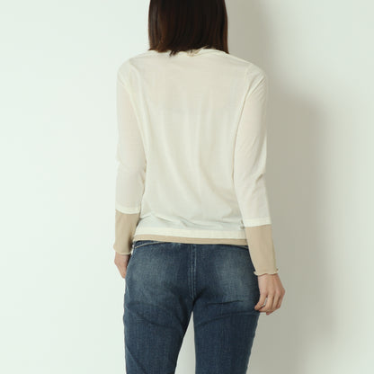 バイカラーシースルーメロウカットソー  20267644