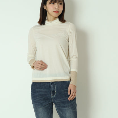 バイカラーシースルーメロウカットソー  20267644