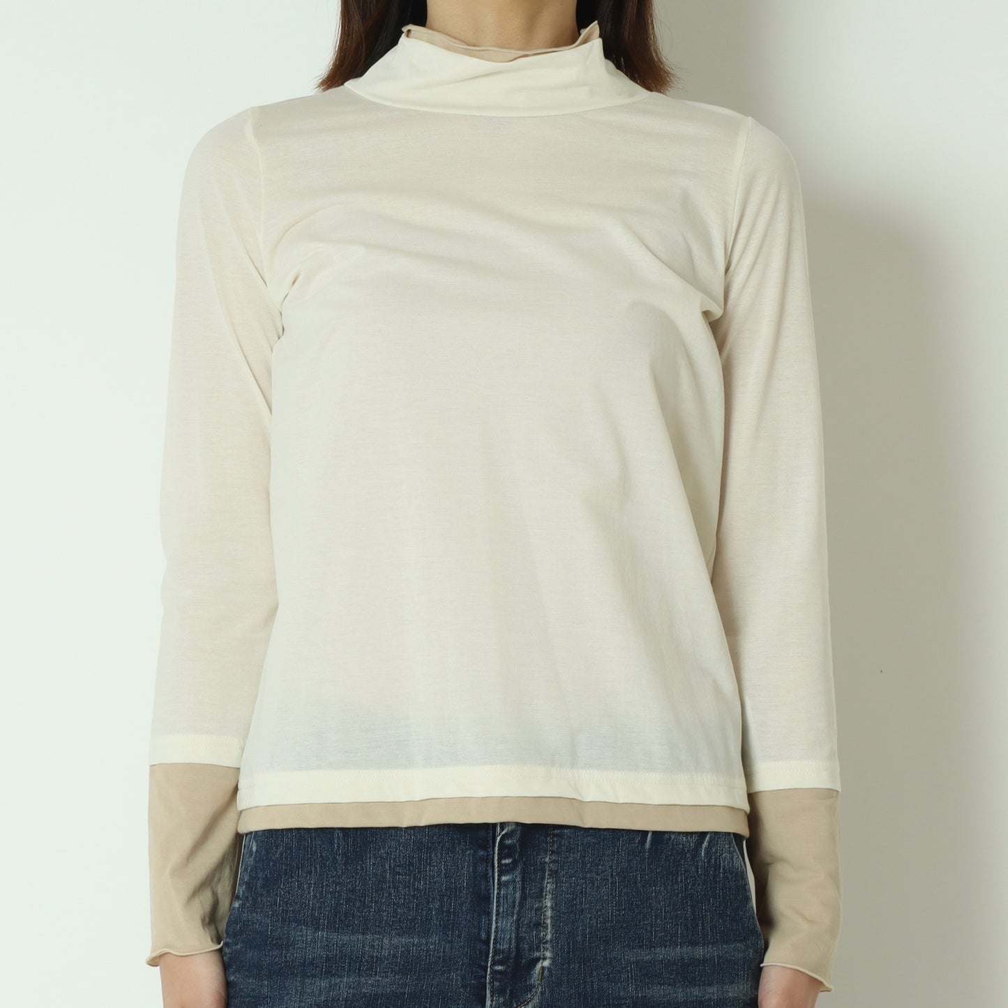 バイカラーシースルーメロウカットソー  20267644