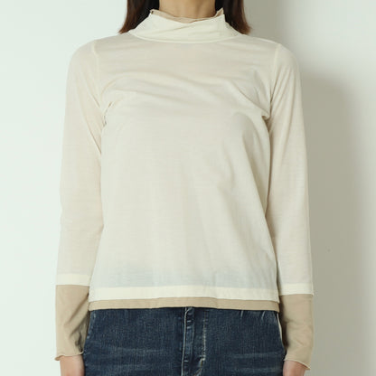 バイカラーシースルーメロウカットソー  20267644