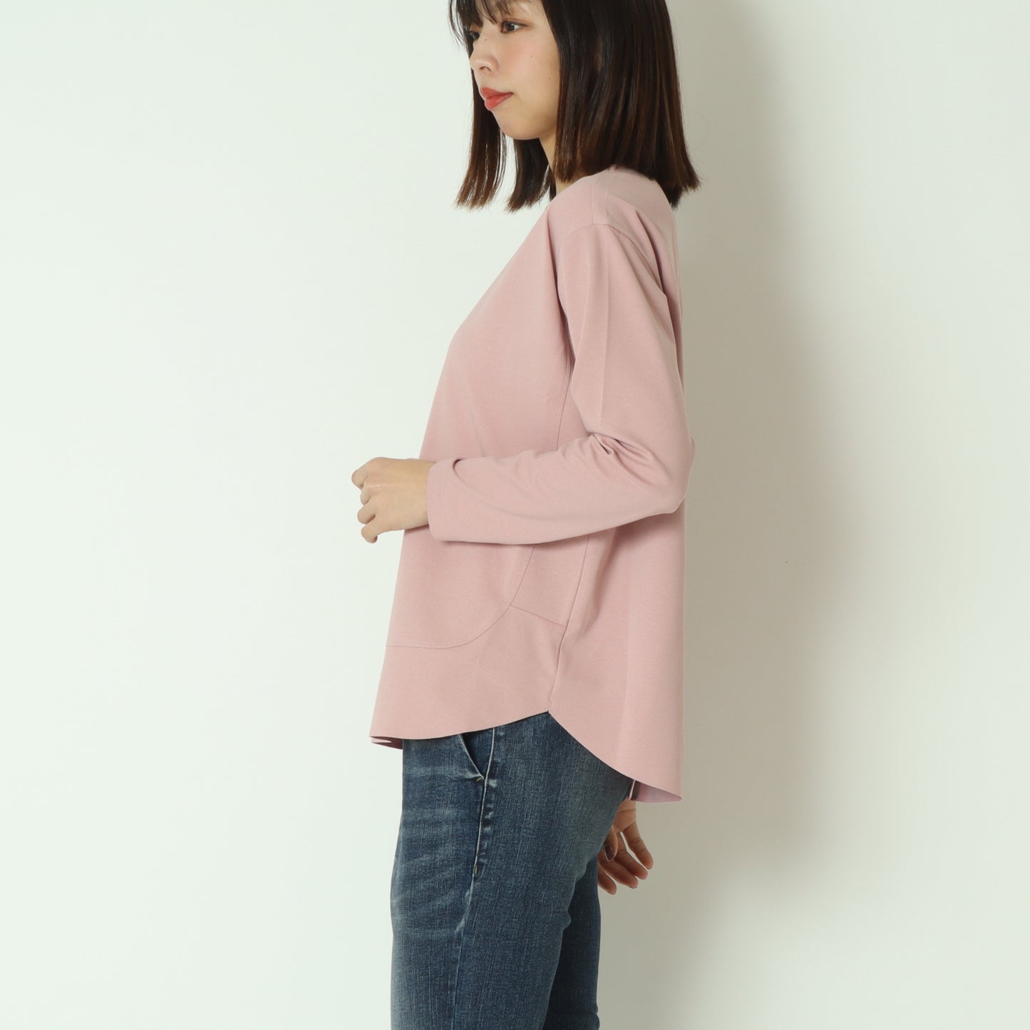 裾切替長袖カットソー  80990210