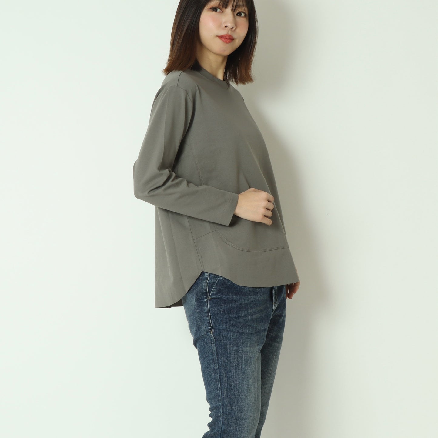 裾切替長袖カットソー  80990210