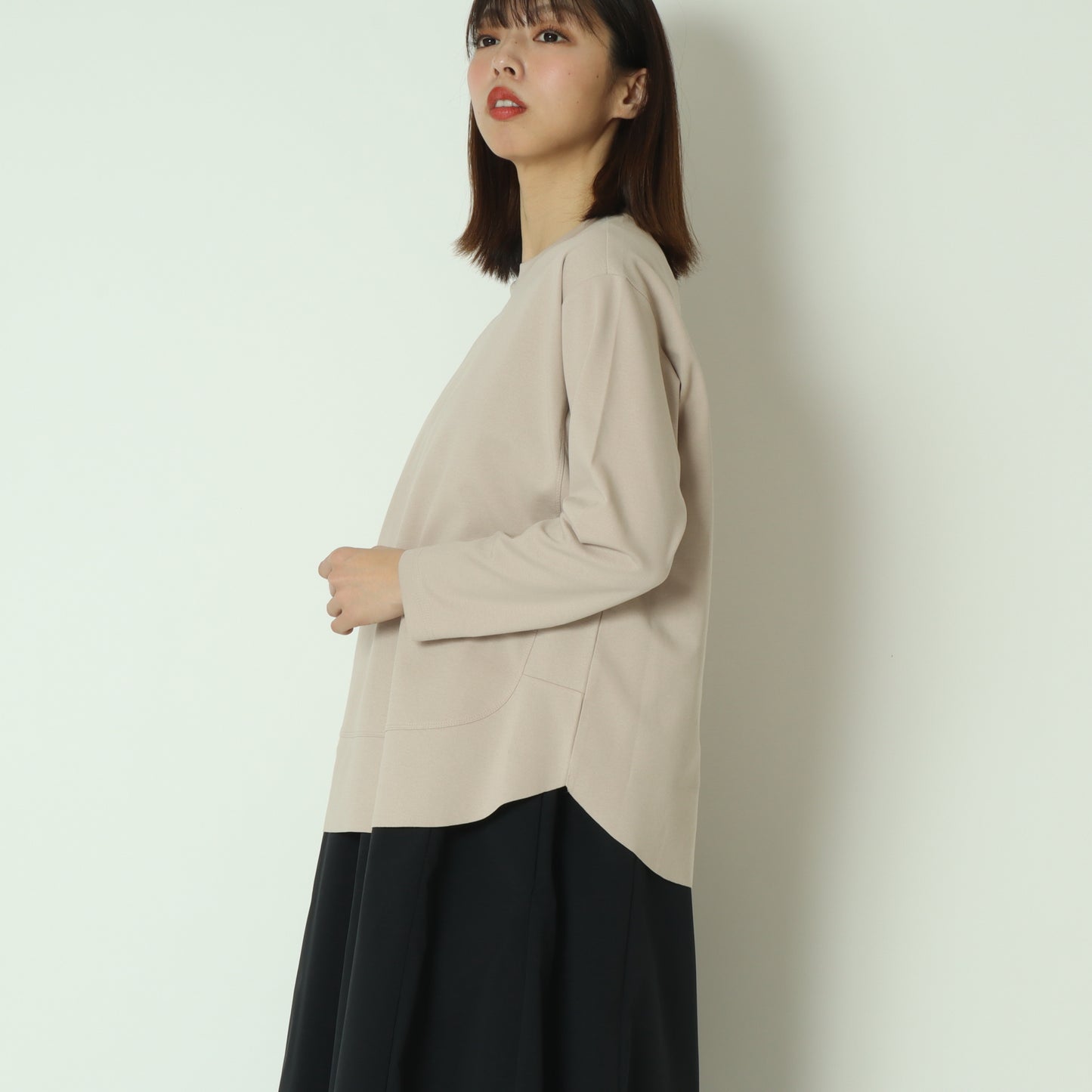 裾切替長袖カットソー  80990210