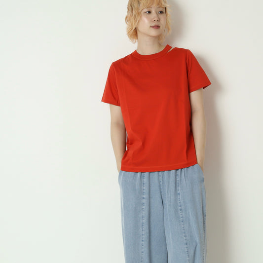 スリットネックデザインTシャツ  21268438
