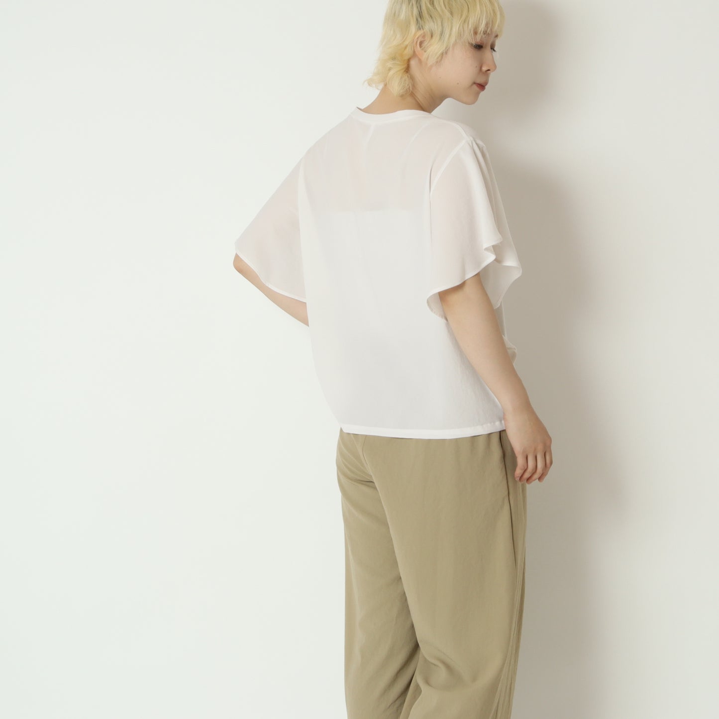 ストレッチシフォン袖フリルプルオーバー　80268303