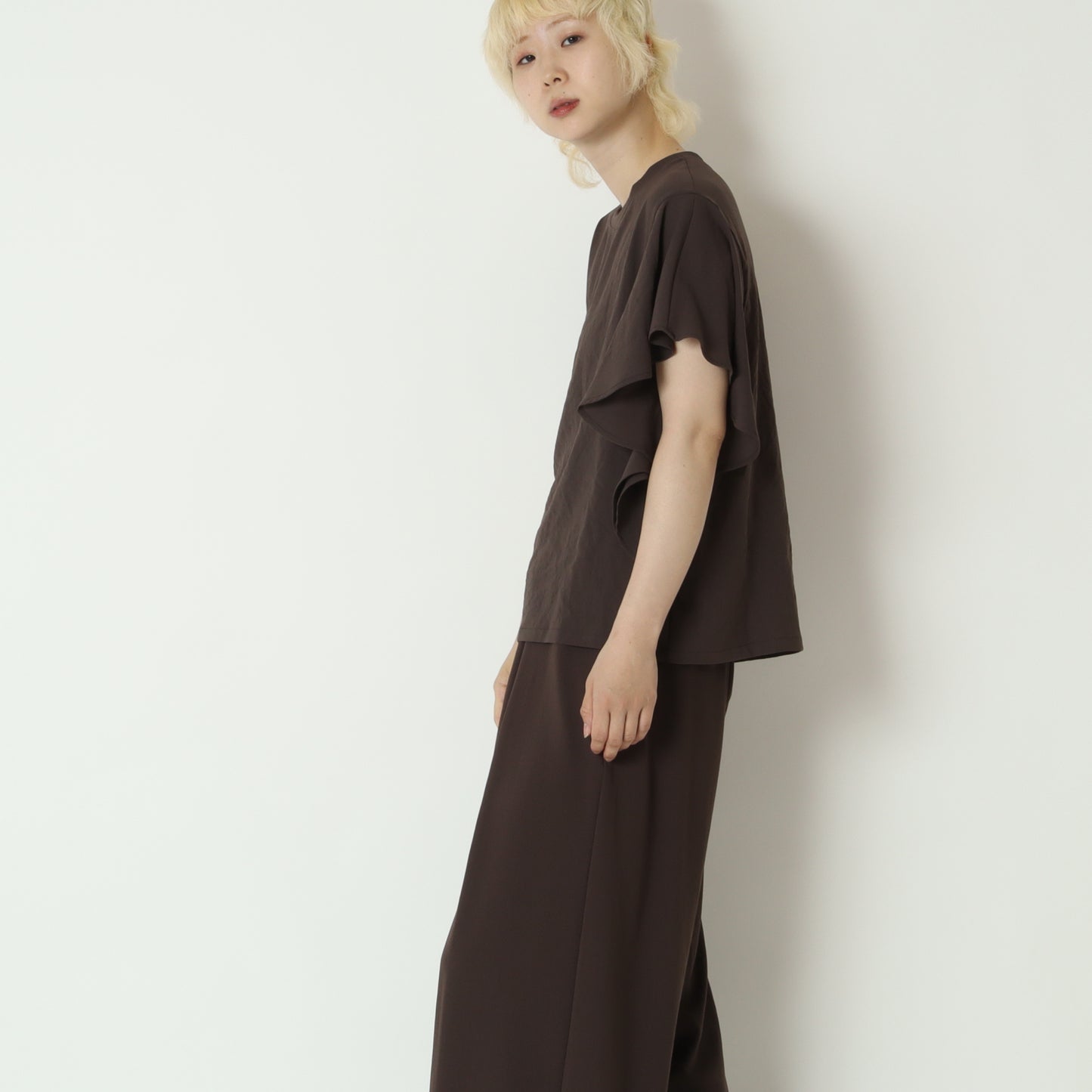 ストレッチシフォン袖フリルプルオーバー　80268303