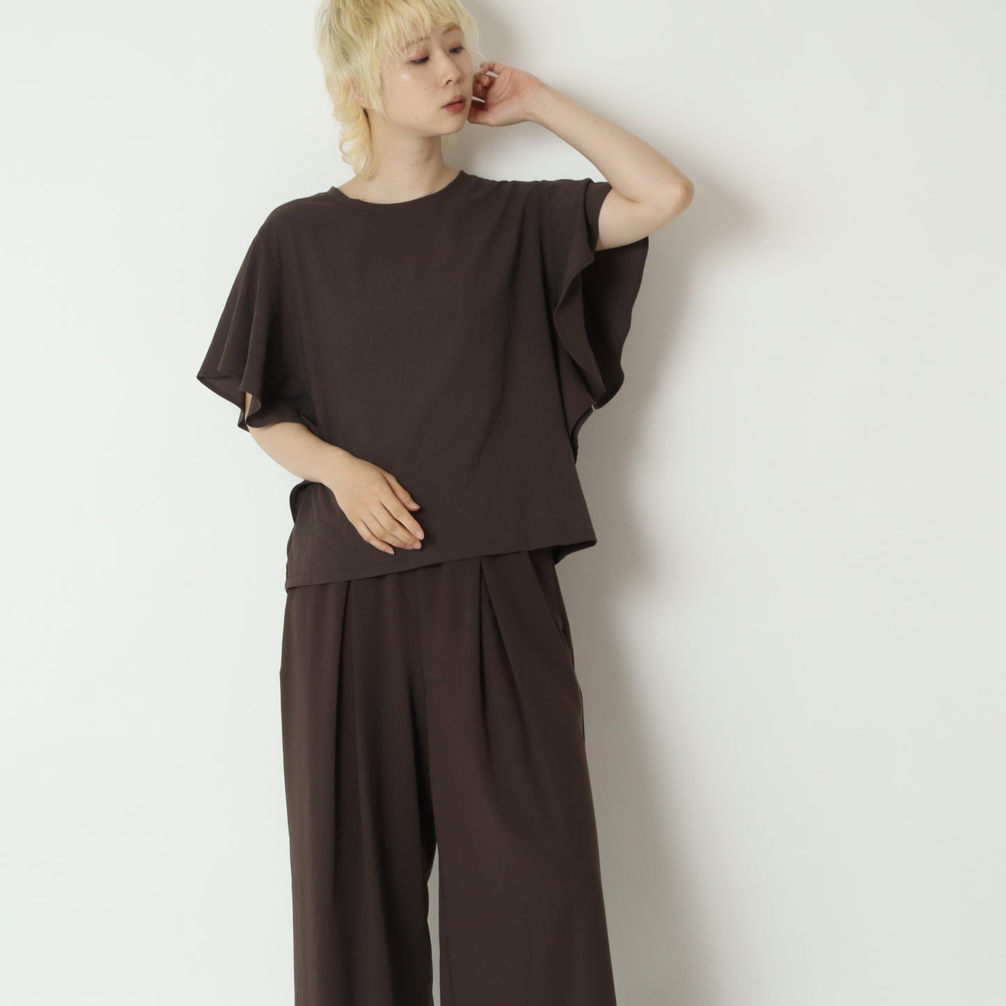 ストレッチシフォン袖フリルプルオーバー　80268303