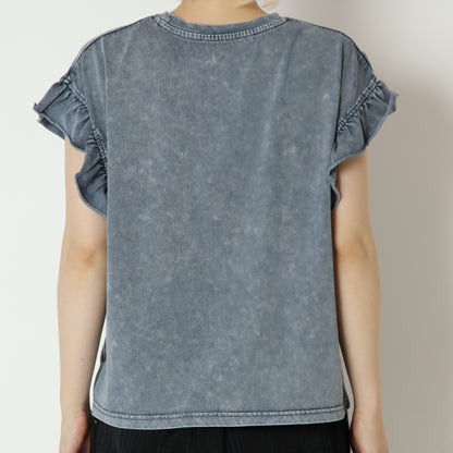 パウダー加工フリルスリーブTシャツ　80268384
