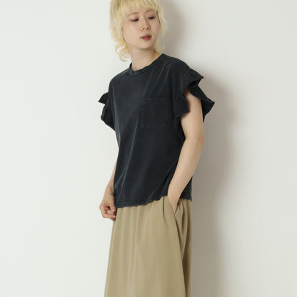 パウダー加工フリルスリーブTシャツ　80268384
