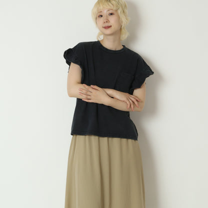 パウダー加工フリルスリーブTシャツ　80268384