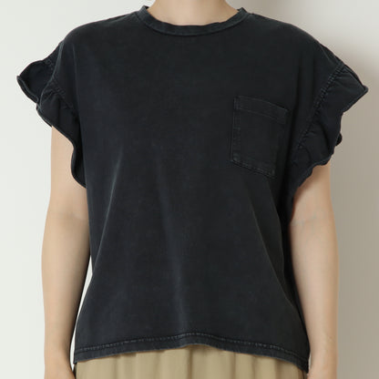 パウダー加工フリルスリーブTシャツ　80268384