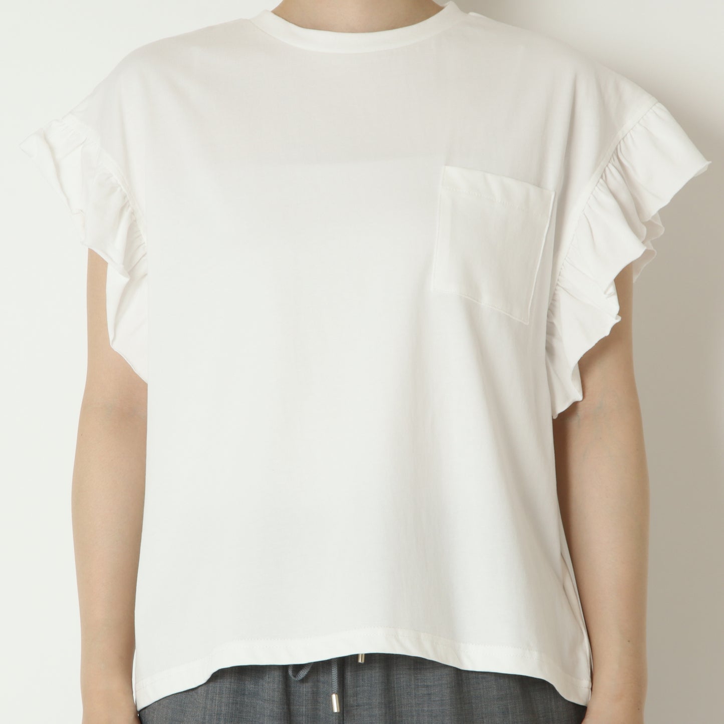 パウダー加工フリルスリーブTシャツ　80268384
