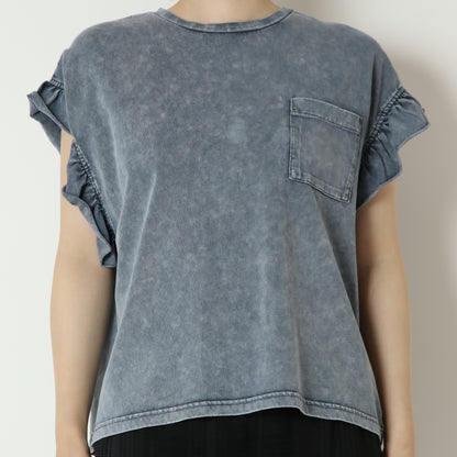 パウダー加工フリルスリーブTシャツ　80268384