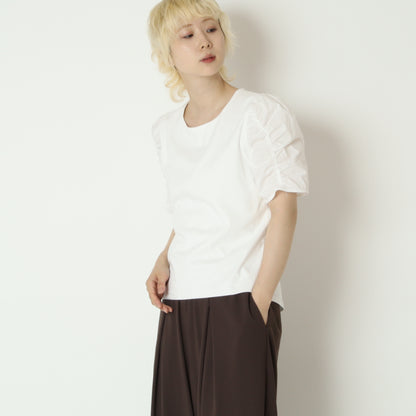 ギャザーパフスリーブTシャツ　80268390