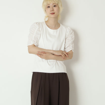 ギャザーパフスリーブTシャツ　80268390