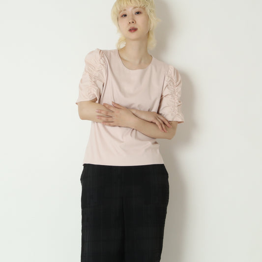ギャザーパフスリーブTシャツ　80268390