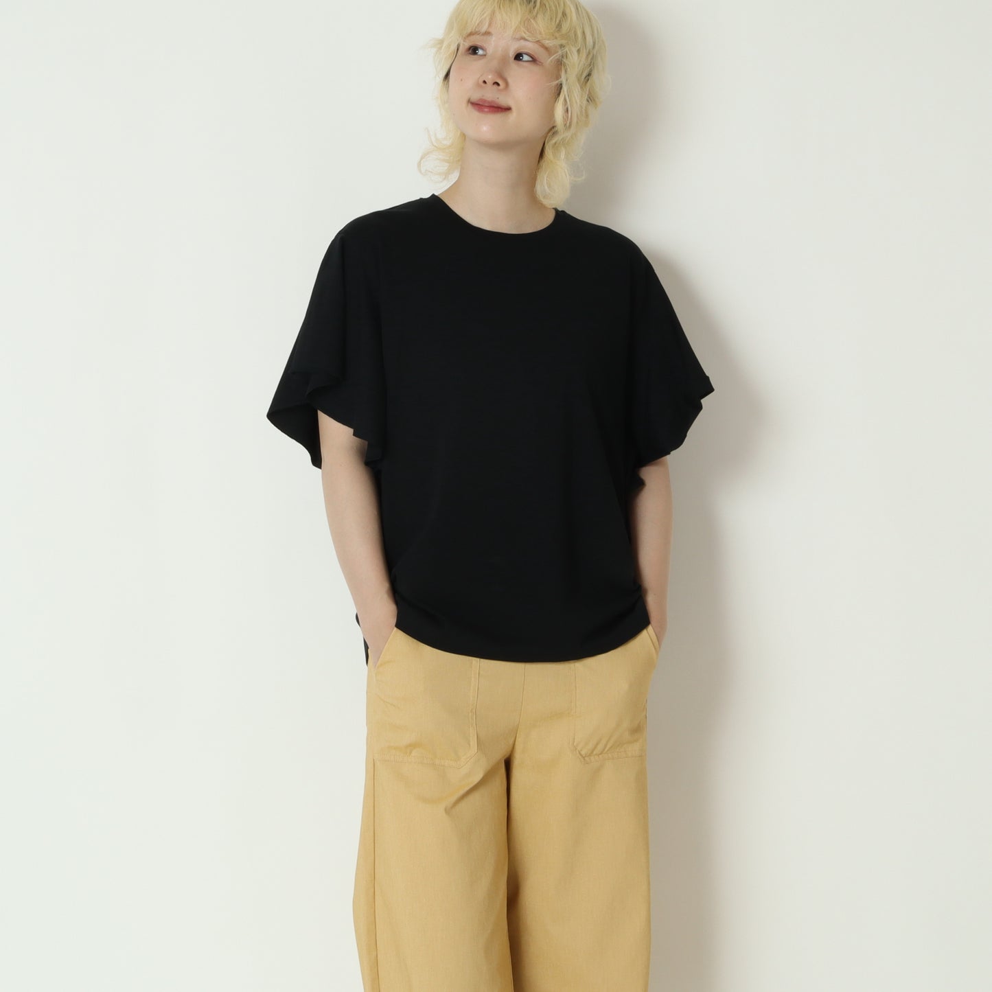 袖フリルバックプリントTシャツ　80268221