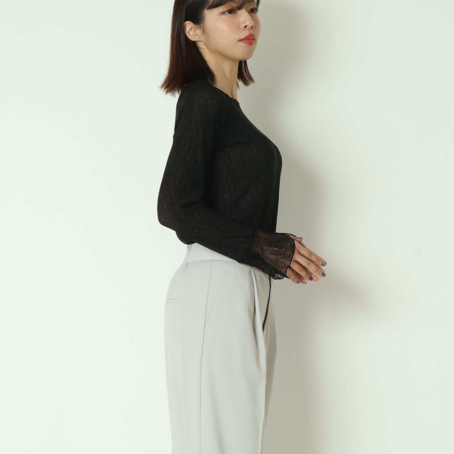 レースシアーラメブラウス  8568319