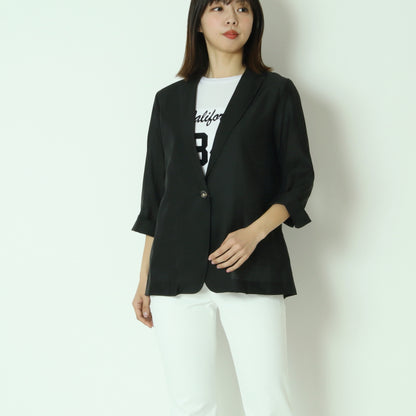 麻混8分袖ジャケット　8565206