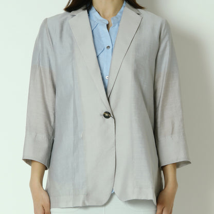 麻混8分袖ジャケット　8565206