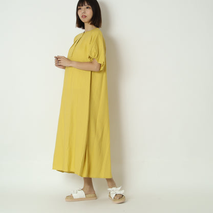 パフスリーブAラインリネンワンピース　8569704