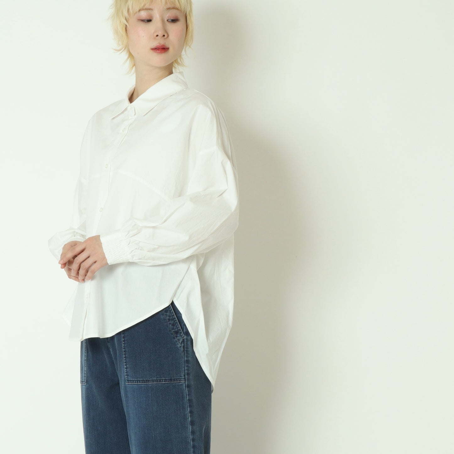 コーマコットンバックテープブラウス  DR261-0005