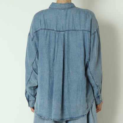 パウダーシルクデニムラウンドブラウス  DR261-0003