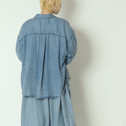 パウダーシルクデニムラウンドブラウス  DR261-0003
