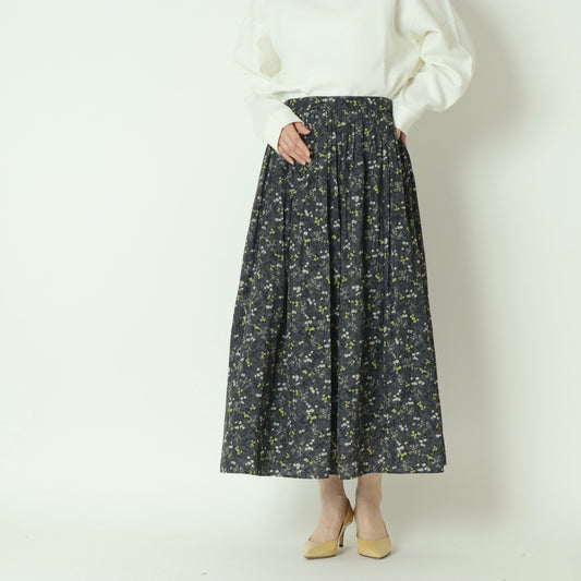 割線フラワープリントギャザースカート  U2304H-26