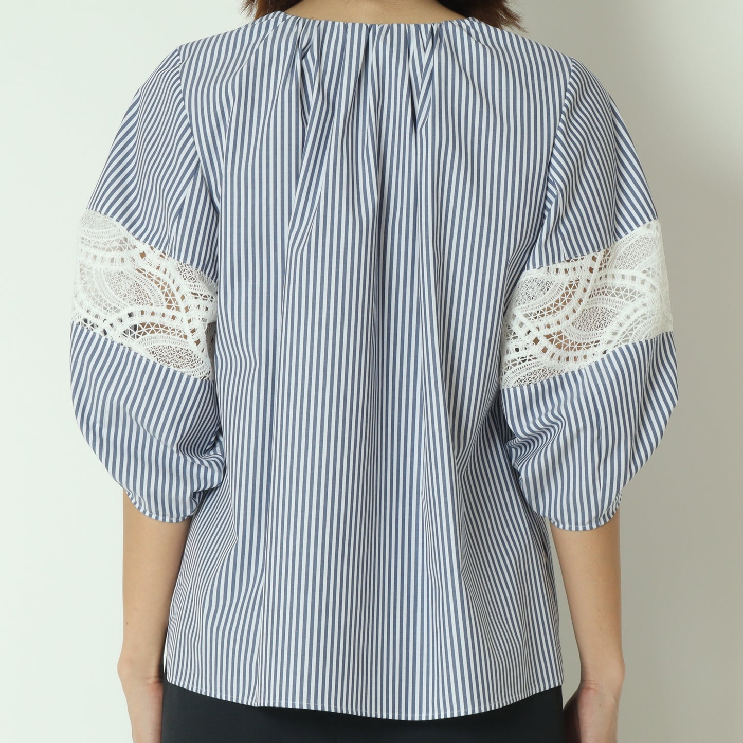 レース切替スキッパーブラウス  611414