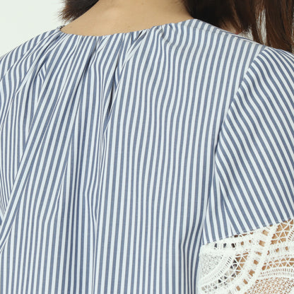 レース切替スキッパーブラウス  611414