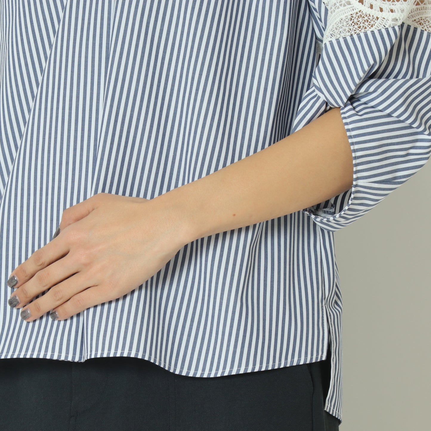 レース切替スキッパーブラウス  611414