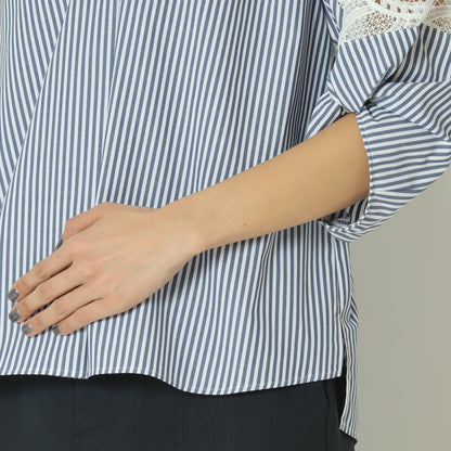 レース切替スキッパーブラウス  611414